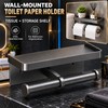 Wall Mounted Toilet Paper Holder with Storage Shelf – Black
