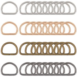 SOFPLATE 1 Box 0.75 Inch 40Pcs 4 Colors Metal Webbing Buckle D Ring Set Hardware Mini Non-Welded Heavy Duty Small Semi Circular Clip Clasp D-rings Sewing Accessories for Key Webbing Belt Bag Dog Leash