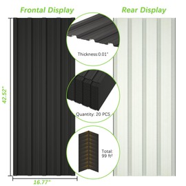 Roof Panels 20 pcs L42.52×W16.77 inch Galvanized Steel, Metal Corrugated Tin Roofing Panels Gazebo Top Cover Heavy Duty Roof Replacement for Patio Outdoor Garden, Black