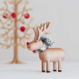 NORDIKA nisse Nordica Nisse Christmas Wooden Doll Reindeer Brown Scarf