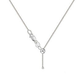 ARGENTO REALE 925 Sterling Silver Adjustable Bolo Box Chain Necklace| 1mm Sterling Silver Box Chain Necklace | Womens Bolo Necklace| Adjusts Upto 24 Inches