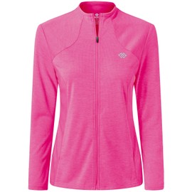 MoFiz Famele Long Sleeve Tennis Jackets with Full Zip Soft Lightweight for Activeware Rose Red XL