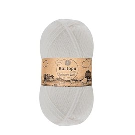 Kartopu MELANGE WOOL KNITTING ROPE (4 skeins) - per ball (ball) - 100g - Very soft and gives your knits an amazing wooly feel (White 010)