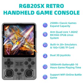 Blorkbuy RGB20SX Retro Handheld Game Console Portable Retro Video Console with 4.0 Inch IPS 720*720 HD Screen 5000mAh Battery Retro Portable Gaming Console (Translucent Black)