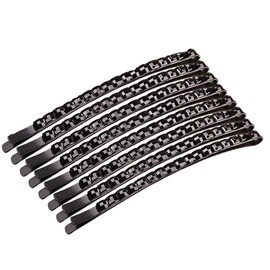 Fashion Black Diamond Hairpin Faux Diamond Cute and Sleek Simple Bangs Clip Length 6.5cm Black Set of 8