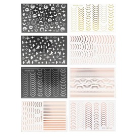 DOACT Pegatinas para Uñas de Línea Francesa, Pegatinas para Uñas Autoadhesivas Brillantes, Pegatinas Decorativas para Uñas con Diseño Artístico, Calcomanías para Uñas, Calcomanías para