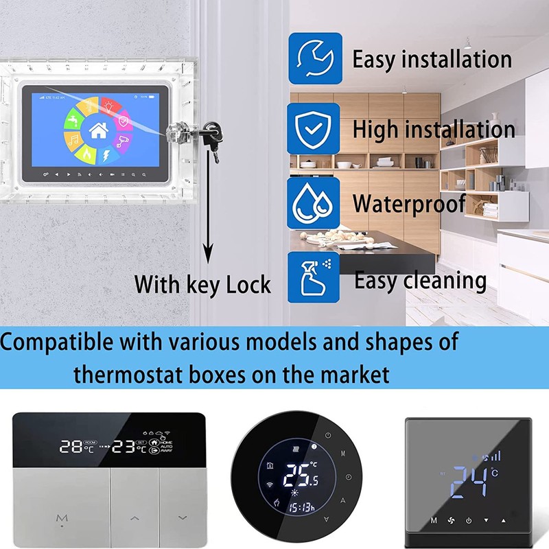 Thermostat Lock Box with 2 Keys Universal Clear Acrylic Plastic