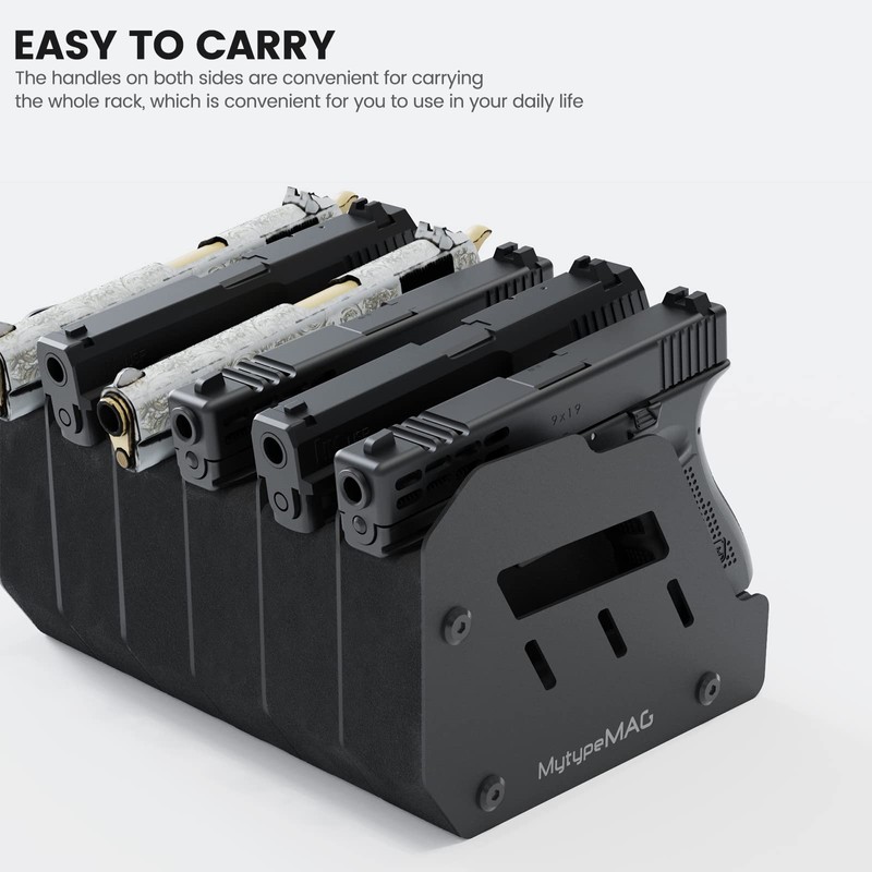 Gun Rack for 6 Handguns, Pistol Holder Organizer Accessories Gun