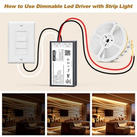 24V Dimmable LED Driver, 60W Triac ELV/MLV LED Transformer Compatible with Lutron&Leviton Switches, Dimmable Power Supply 60W 24V for Light Smooth Flicker Free Dimming