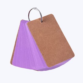 TOP-MAX Flash Cards, 1 Pack 50 Sheets Mini Blank Study Cards Revision Cards Index Cards with Binder Ring for School Learning Memory Study Note (Purple)