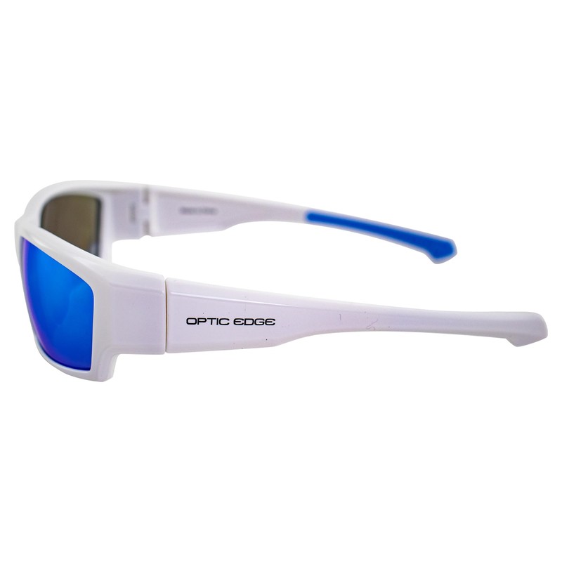 OPTIC EDGE Freelance Sunglasses, Shiny White Frame with Ice Blue