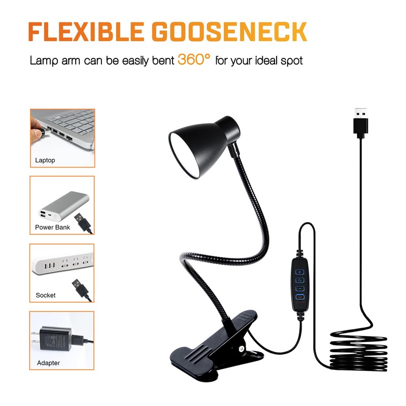 CeSunlight Clamp Desk Lamp, Clip on Reading Light, 3000K-6500K Adjustable