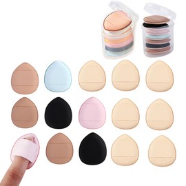 Pokinge 14Pcs Finger Air Cushion Puff With Box Soft Finger Powder Puff Mini Cosmetic Puff Sponge Random Colorful Finger Puff Women Beauty Makeup Tool