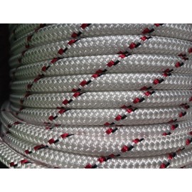 Valley 3/8 " x 100 ft. Double Braid-Yacht Braid Polyester Rope Hank.White/Red
