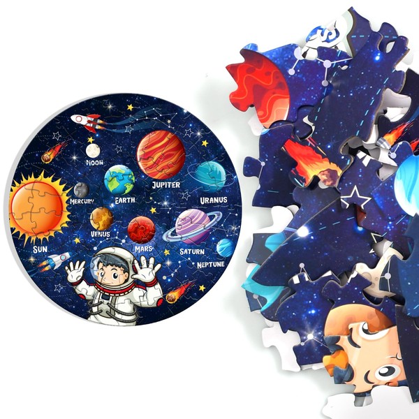 Godneei Solar System Children's Floor Puzzle 71 Piece Children's Jigsaw