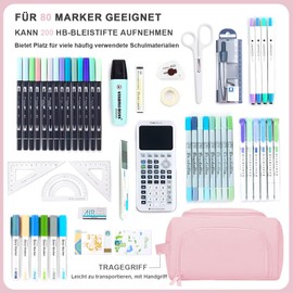 Bibykivn Pencil Case Girls Boys - Large Capacity Pencil Case, Stationery Bag with Compartments, Duarable Pencil Case, Pencil Case for Boys Children School Student Girls Gift, pink, Classic