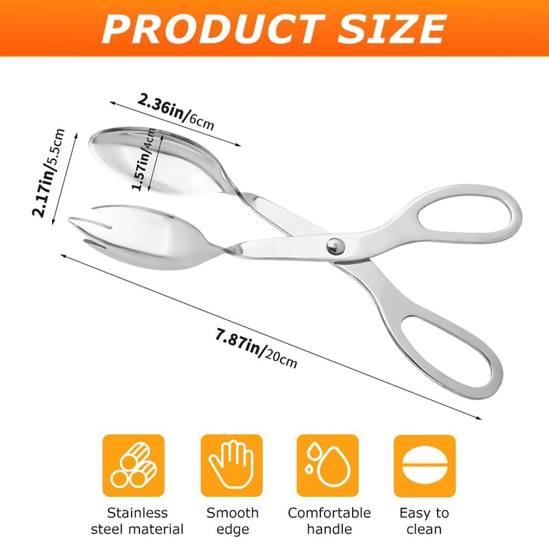 2 Pack Salad Tongs Food Grade 7.87 Inch Scissor Tongs