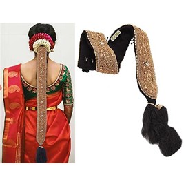 THANU'S CRAFT Maggam work jada Bharatanatyam Indian Poola jadalu kunjalam Billalu set braid hair extensions (Indian hair extensions)