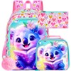 gxtvo 3PCS Koala Backpack for Girls, 16" Kids Bookbag with