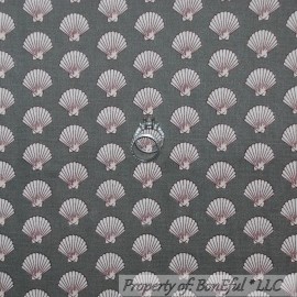 Michael Miller Fabrics BonEful Fabric FQ Cotton Quilt VTG Gray Silver Cream Sea Shell Beach Pearl Small