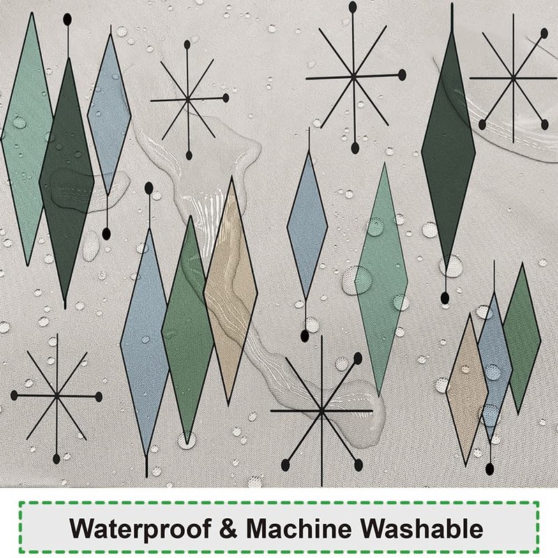 Mid Century Shower Curtain Modern Abstract Diamond Geometric Atomic Starburst
