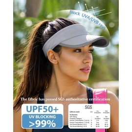 GADIEMKENSD Sun Hats for Women Golf Hats with Reflective Design Lightweight Visor Hat UPF50+ Adjustable Summer Cap for Travel Outdoor Tennis Light Gray