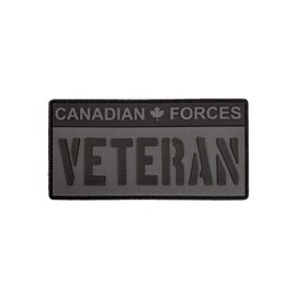 PVC Morale Patch - Canadian Forces Veteran - Black & Grey 2"x4"