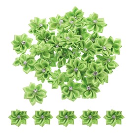 PATIKIL 1.2 Inch Small Ribbon Flowers, 150 Pcs Satin Ribbon Flowers Mini Fabric Flowers for Crafts DIY Wedding Ornament Appliques, Grass Green