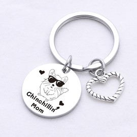 ZQEOU Chinchilla Mom Keychain Chinchilla Owner Gift Chinchilla Lover Jewelry Chinchilla Mommy Keychain Chinchilla Gift Chinchilla Animal Keychain Chinchilla Stuff Chinchilla Mother Jewelry