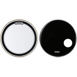 Aquarian Superkick II Clear Bass Drumhead - 22 inch + Evans EQ3 Resonant Black Bass Drumhead - 22 inch - With Port Hole