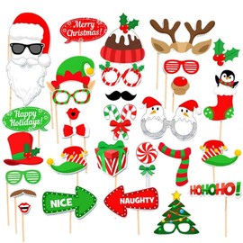 32 x Christmas Party Photo Props, Christmas Photo Props, Christmas Photo Props, Glasses Christmas, Xmas Party Photo Supplies