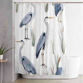 Shower Curtain, 60 x 72 Inches Shower Curtain Liner, Birds Heron in The Water Shower Curtains for Bathroom, Shower Stall & Bathtubs, Waterproof Polyester Fabric Shower Curtain Set