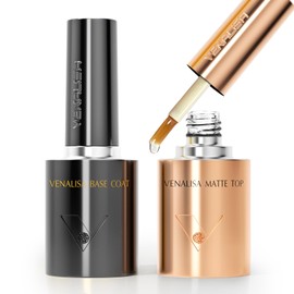 VENALISA 2 Pcs No Wipe Matte Gel Top Coat and Base Coat Set- Matte Top Coat Gel Nail Polish Kit, Soak Off Nail Art Home and Professional Manicure