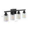 24" Modern Black 4-Light Bathroom Vanity Light Fixture, Industrial Wall