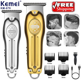 Kemei Pro Hair Clippers Kit for Men Electric 0.00MM Hair Trimmer Barber Clippers - Luxury Sliver