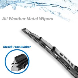 NAROWAN 18"+22" Front Driver Side and Passenger Side OEM Replacement Standard Windshield J/U Hook All-Season Metal Wiper Blades with Washer Fluid Concentrated Clean Tablets