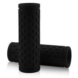 Pack of 2 Ergonomic Bicycle Grips 22 mm Universal, Non-Slip Rubber Grips for Mountain Bike, Road Bike, Folding Bike, City Bike, Scooter, Shock-Absorbing Design, Adults and Children (Black)