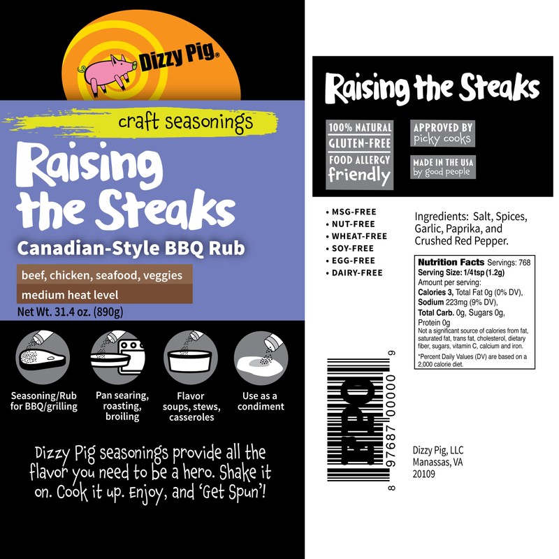 Dizzy Pig Raising the Steaks Montreal-Style Barbecue Seasoning Rub (Quart