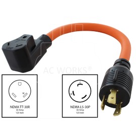 AC WORKS Generator to 30Amp RV Adapter (L5-30 30A 3-Prong Locking Flexible)