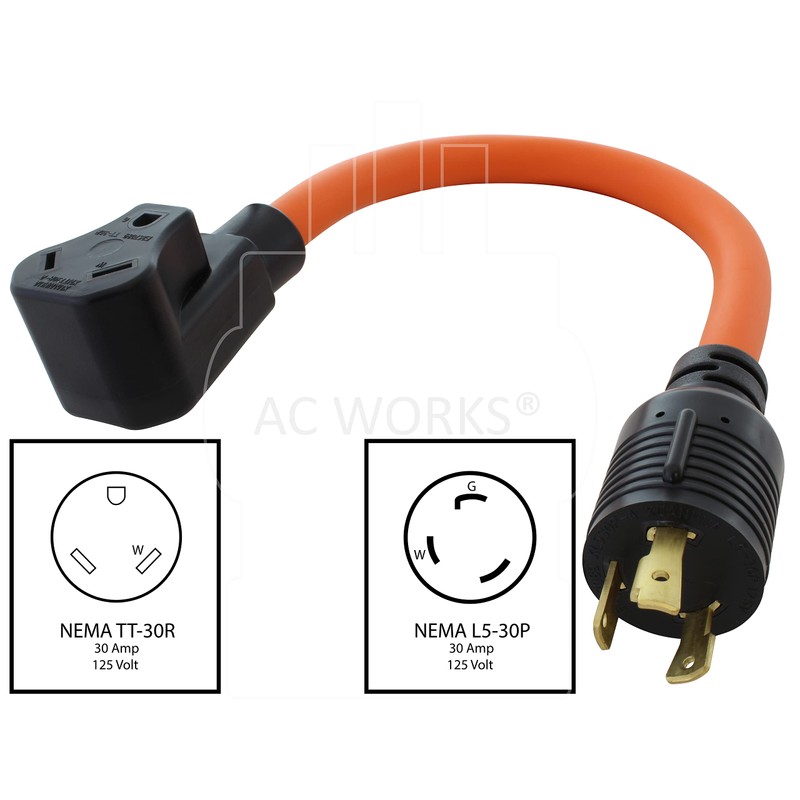 AC WORKS Generator to 30Amp RV Adapter (L5-30 30A 3-Prong