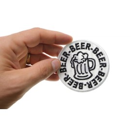 Patch, Embroidered Patch (Iron-On or Sew-On), Beer Beer Beer, Beer Lovers, 3" Round (7.6 cm)