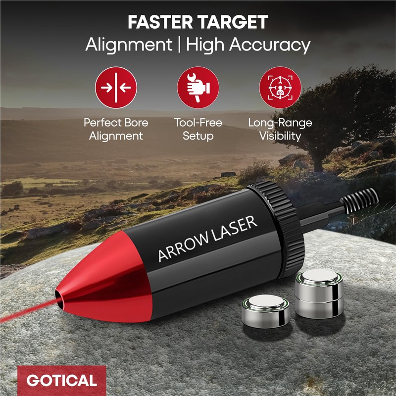 GOTICAL Arrow Laser Sight Tactical Archery Bore Sight Red Dot