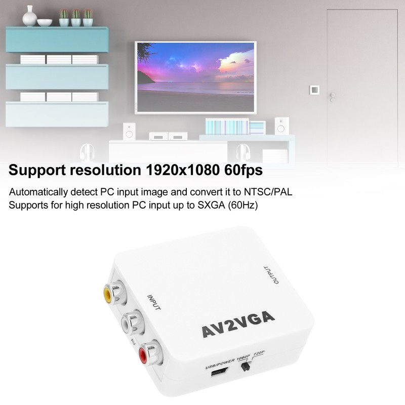 For AV to VGA Conveter Portable 1920x1080 HD AV2VGA Video