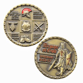 Joygulls Put On The Whole Armor of God Challenge Coin EPH 6:13-17 3D Prayer Commemorative Coin