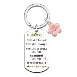 XzmaaoX Positive Gifts For Women You Are Enough Keychain for Young Adult Woman Mental Health Gifts For Female Encouragement Gift For Friends BFF