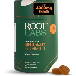 ROOT LABS 4000 mg Pure Himalayan Shilajit Gummies, KSM-66 Ashwagandh I 60 Gummy