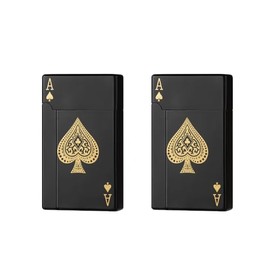 2piezas Encendedor Mechero de gas butano resistente al viento, recargable, encendedor de butano , apto para hombres y mujeres, con un juego de decoración para fiestas de regalo (paquete de 2) (Negro)