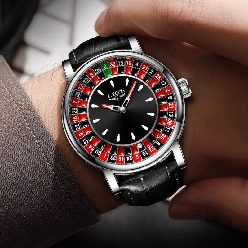 LIGE Reloj De Cuarzo LG89161 Casual Jugadores De Cuero Impermeable