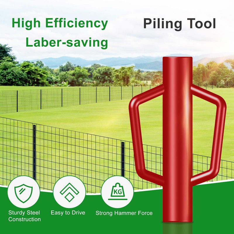 FOREHOGAR Fence Post Driver with Handle,12LB Hand Post Pounder,2.7 inches