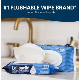 Cottonelle Fresh Care Flushable Wet Wipes, Adult Wet Wipes, 4 Flip-Top Packs, 42